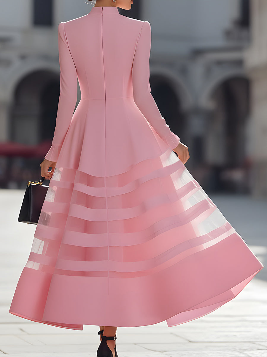 Elegantní, průhledné midi šaty s rozšířenou sukní