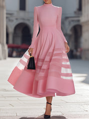 Elegantní, průhledné midi šaty s rozšířenou sukní