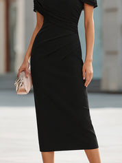 Elegantní midi šaty s nařasením a řasením