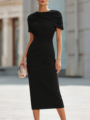 Elegantní midi šaty s nařasením a řasením
