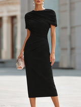 Elegantní midi šaty s nařasením a řasením