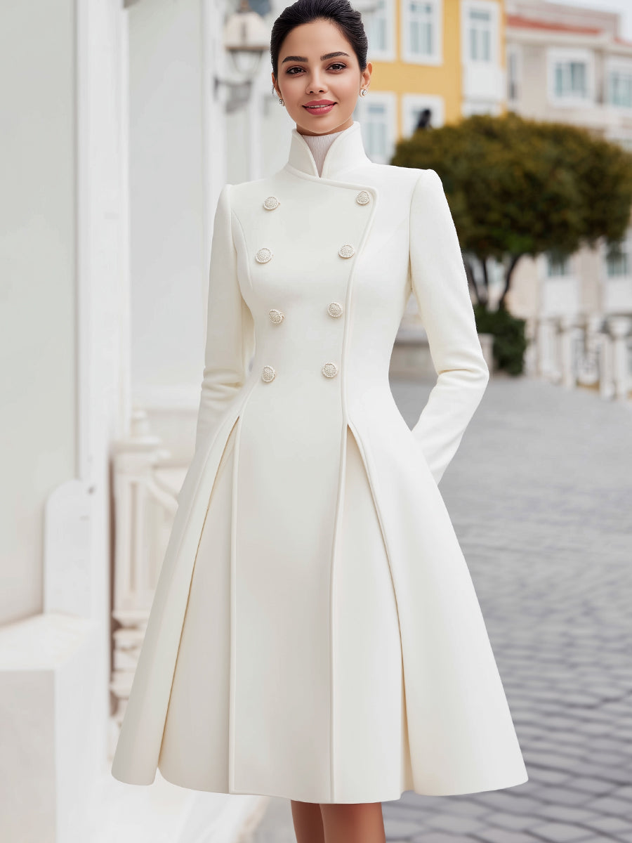 Elegantní dvouřadé šaty áčkového střihu