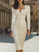 Mooyius Hladké midi šaty s předním zipem