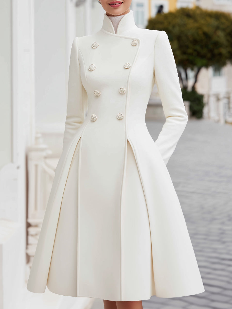 Elegantní dvouřadé šaty áčkového střihu