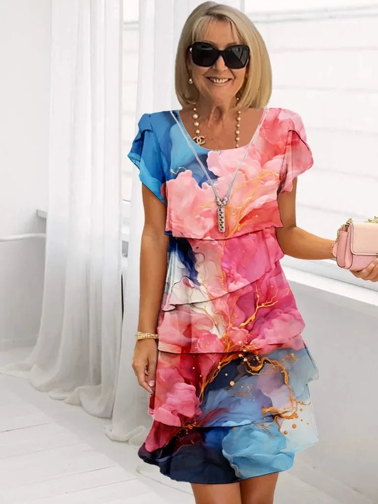 Adèle – Elegantní splývavé šaty s volány