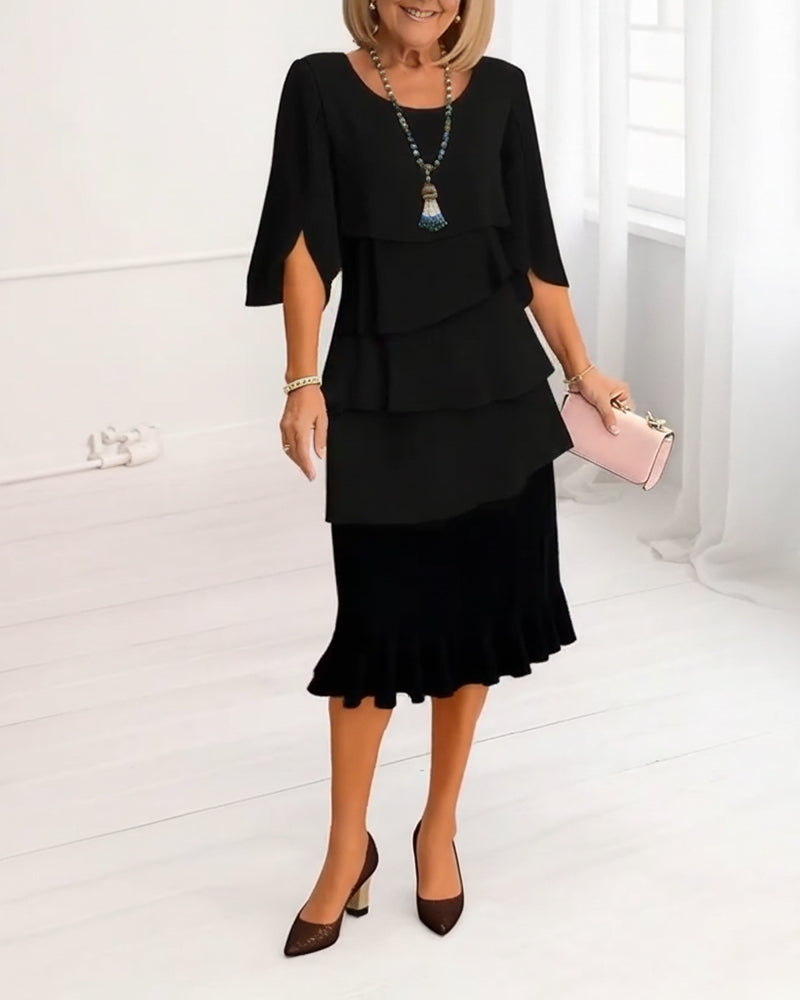 Sophie – Elegantní splývavé šaty s volány